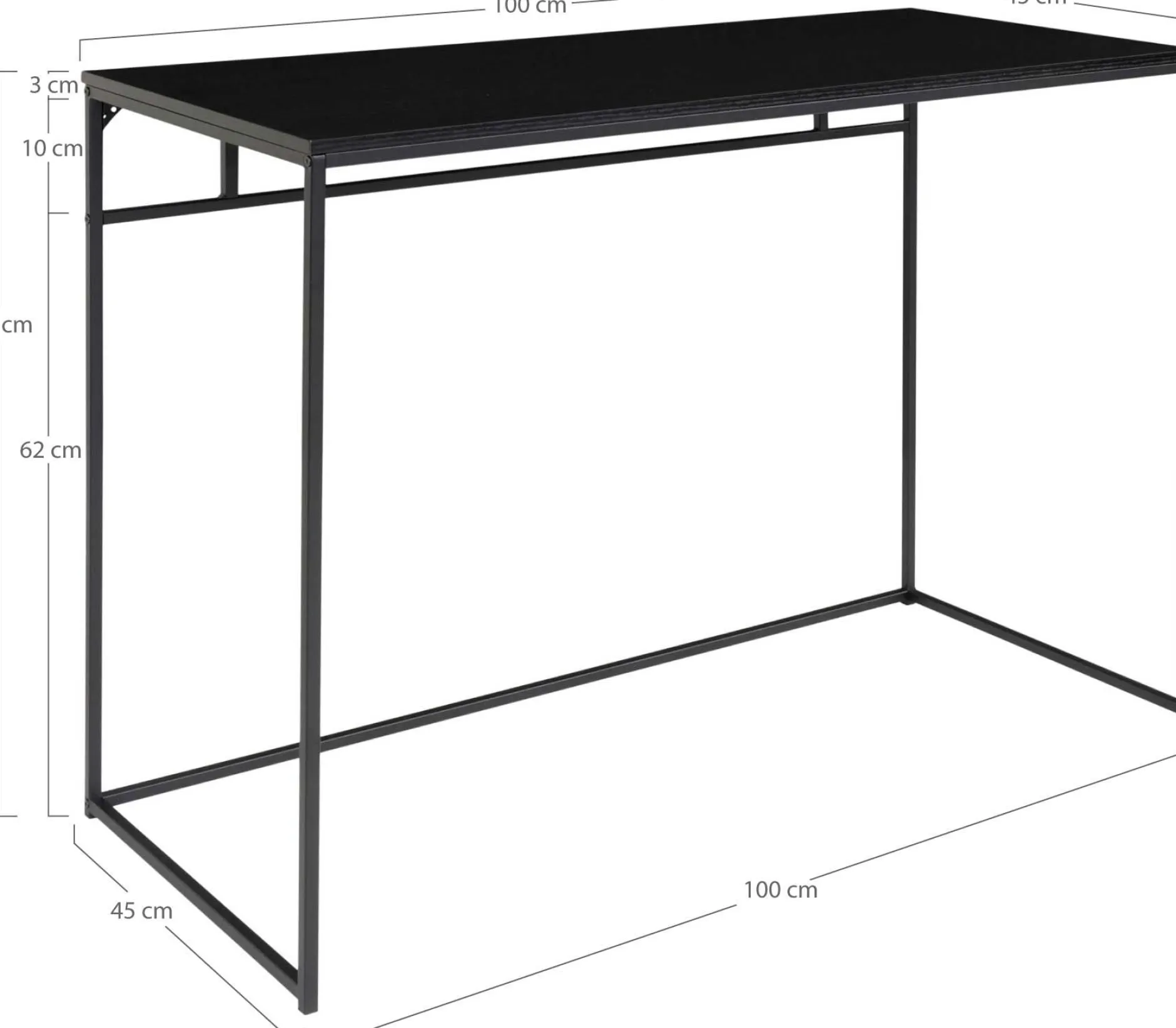 Vita Desk - Schwarz | Modern Desk | 100x45x75 cm
