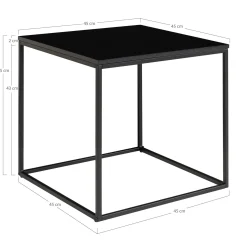 Vita Schwarzer Beistelltisch - 45x45 cm Stahl und Melamin