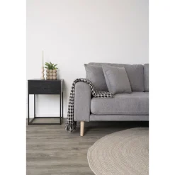 Vita Schwarzer Beistelltisch mit Schublade | Stahl, MDF 40x40x55cm
