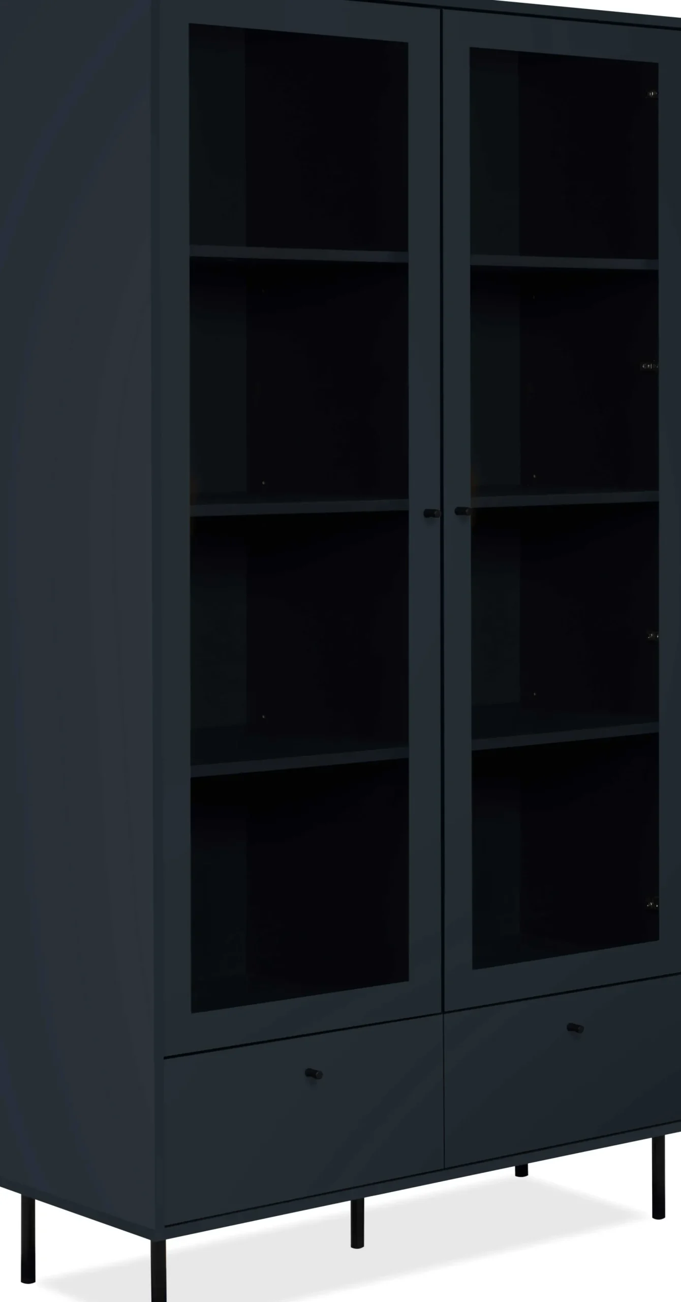 Vitrine Carillon 100cm mit zwei Türen und Schublade - navy blue