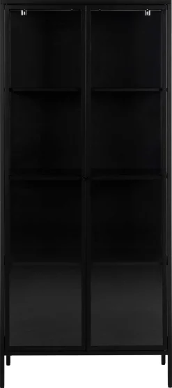 Vitrine Nebas 80cm, 2 Türen und 3 Einlegeböden - schwarz