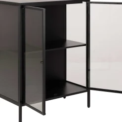 Vitrine Nebas 80cm, 2 Türen und 1 Fachboden - schwarz