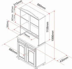 Vitrinenschrank Abaco - massives Kiefernholz