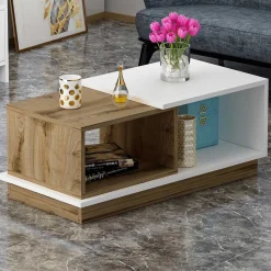 Viyana Couchtisch | 100 % MELAMIN | Weiß, Eiche