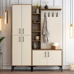 Viyana DA Garderobenständer | 100 % MELAMIN | Walnuss, Creme