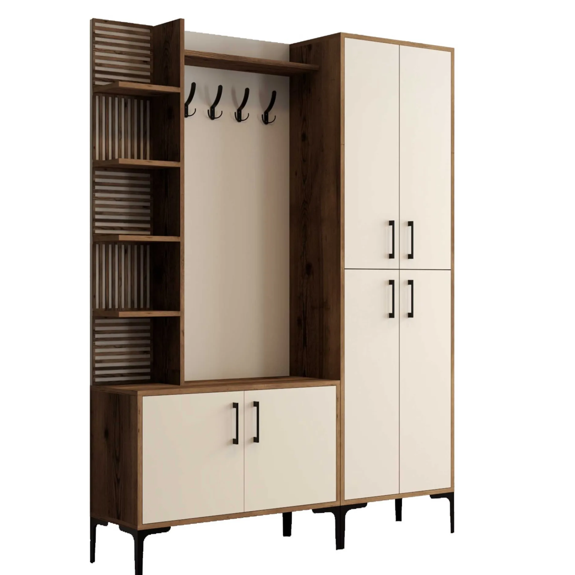 Viyana DA Garderobenständer | 100 % MELAMIN | Walnuss, Creme