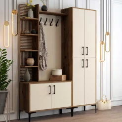 Viyana DA Garderobenständer | 100 % MELAMIN | Walnuss, Creme