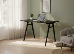Vojens Schwarzer Schreibtisch - 120x60x75 cm | MDF, Rubberwood