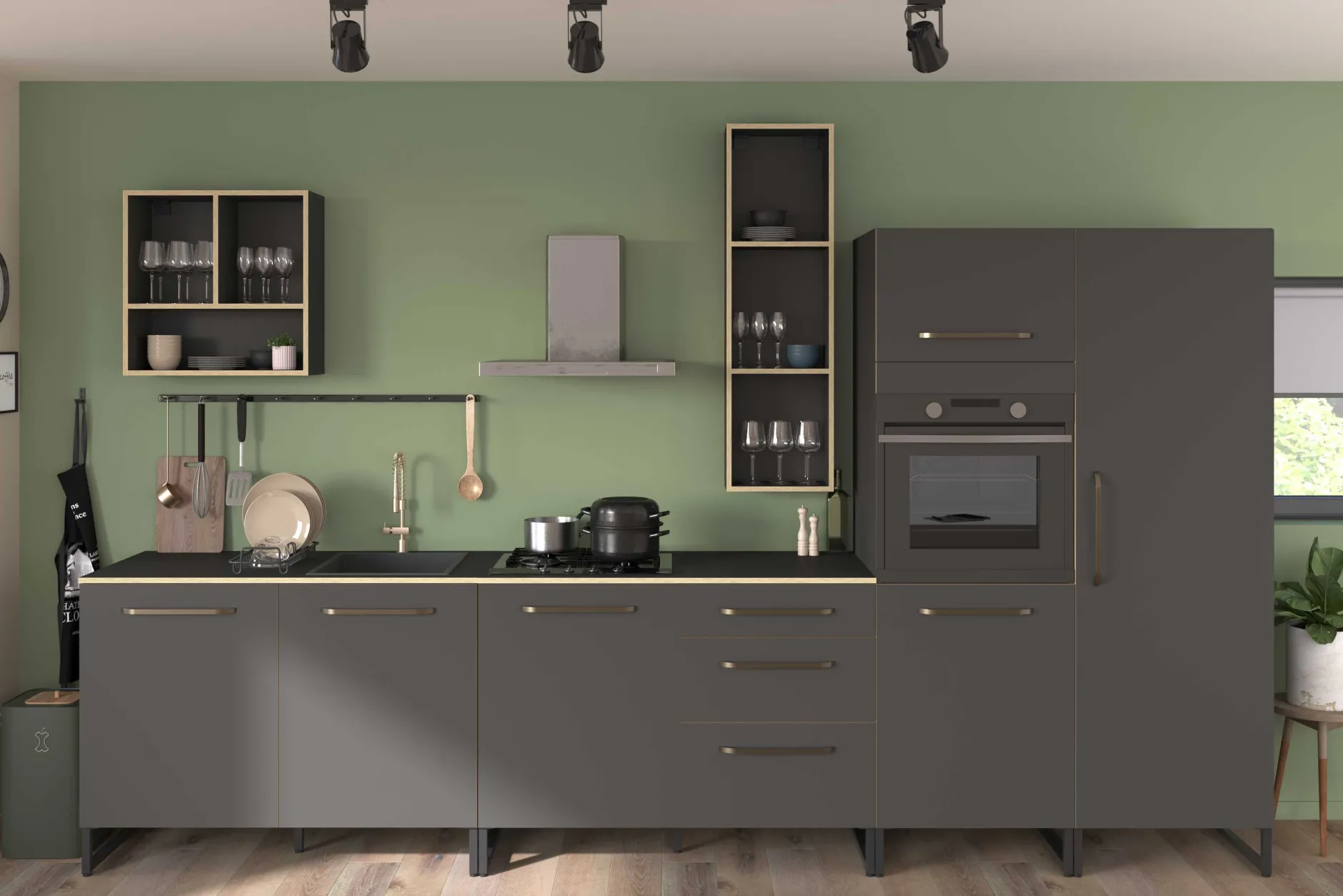 Wade Säulenschrank mit Platz für Backofen - anthrazit