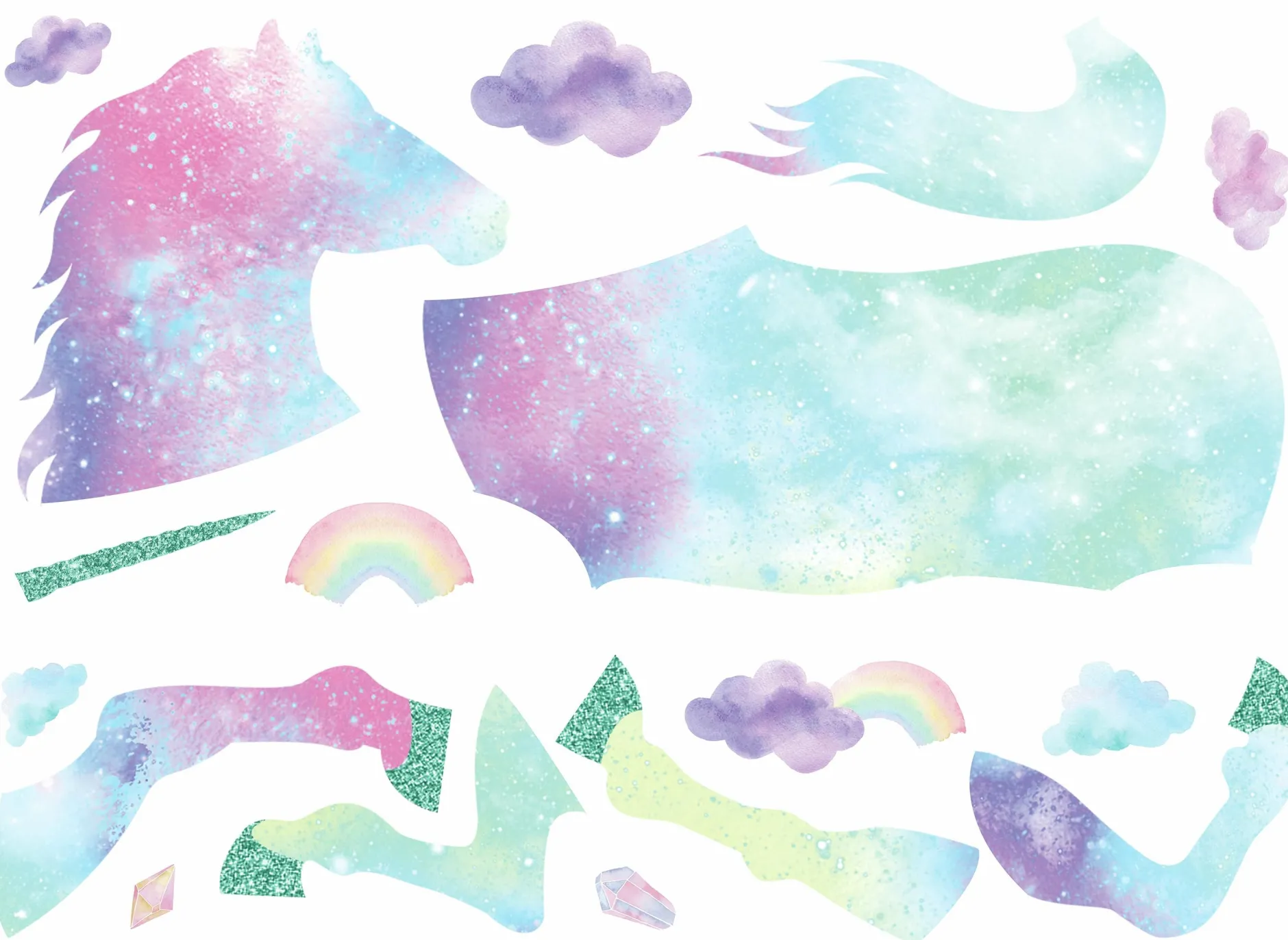 Wandaufkleber Galaxy Einhorn