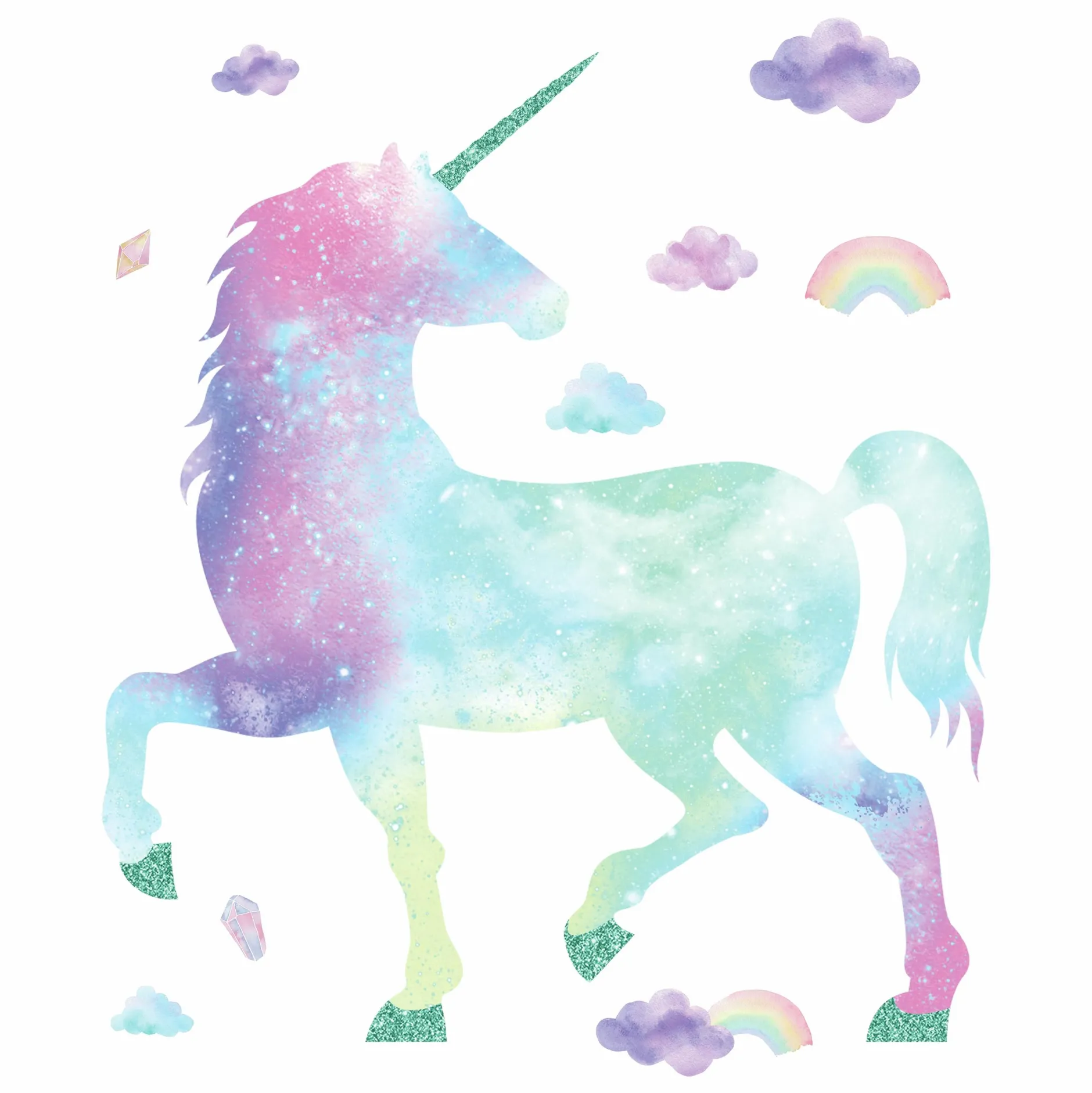 Wandaufkleber Galaxy Einhorn