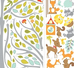 Wandaufkleber Happy Woodland Fuchs und Freunde Baum