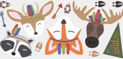 Wandaufkleber Schläfrig Waldland Tiere