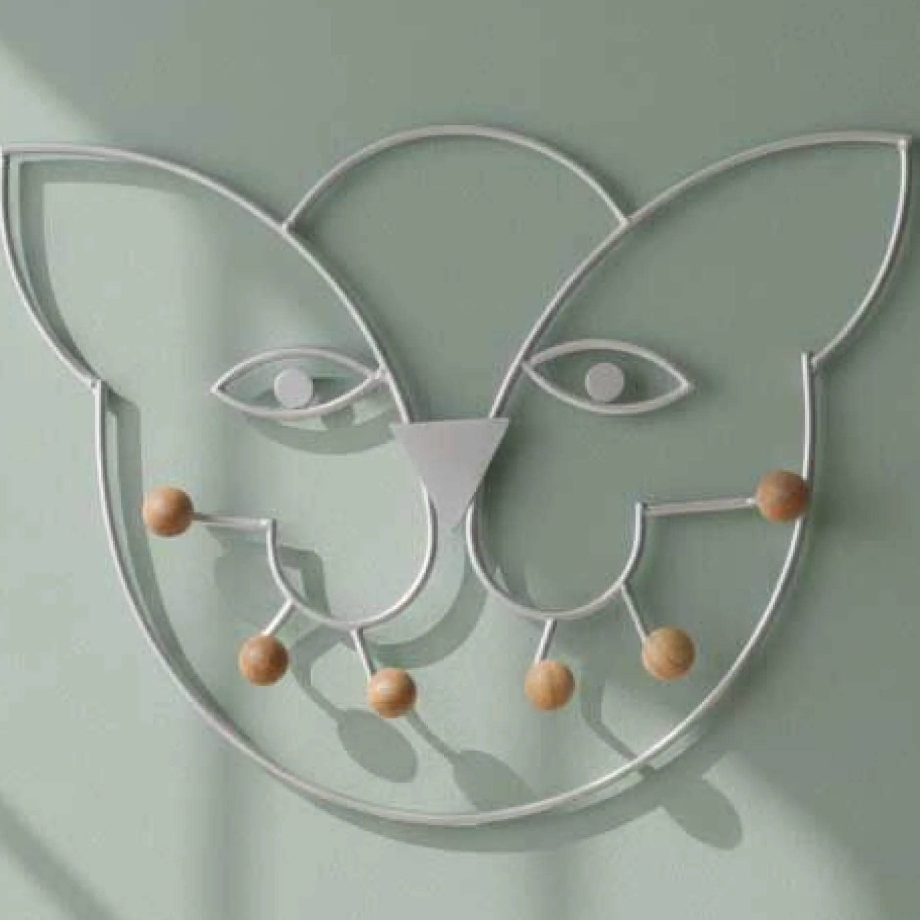 Wandgarderobe aus Aluminium mit 6 Holzhaken - 3 kg Kapazität