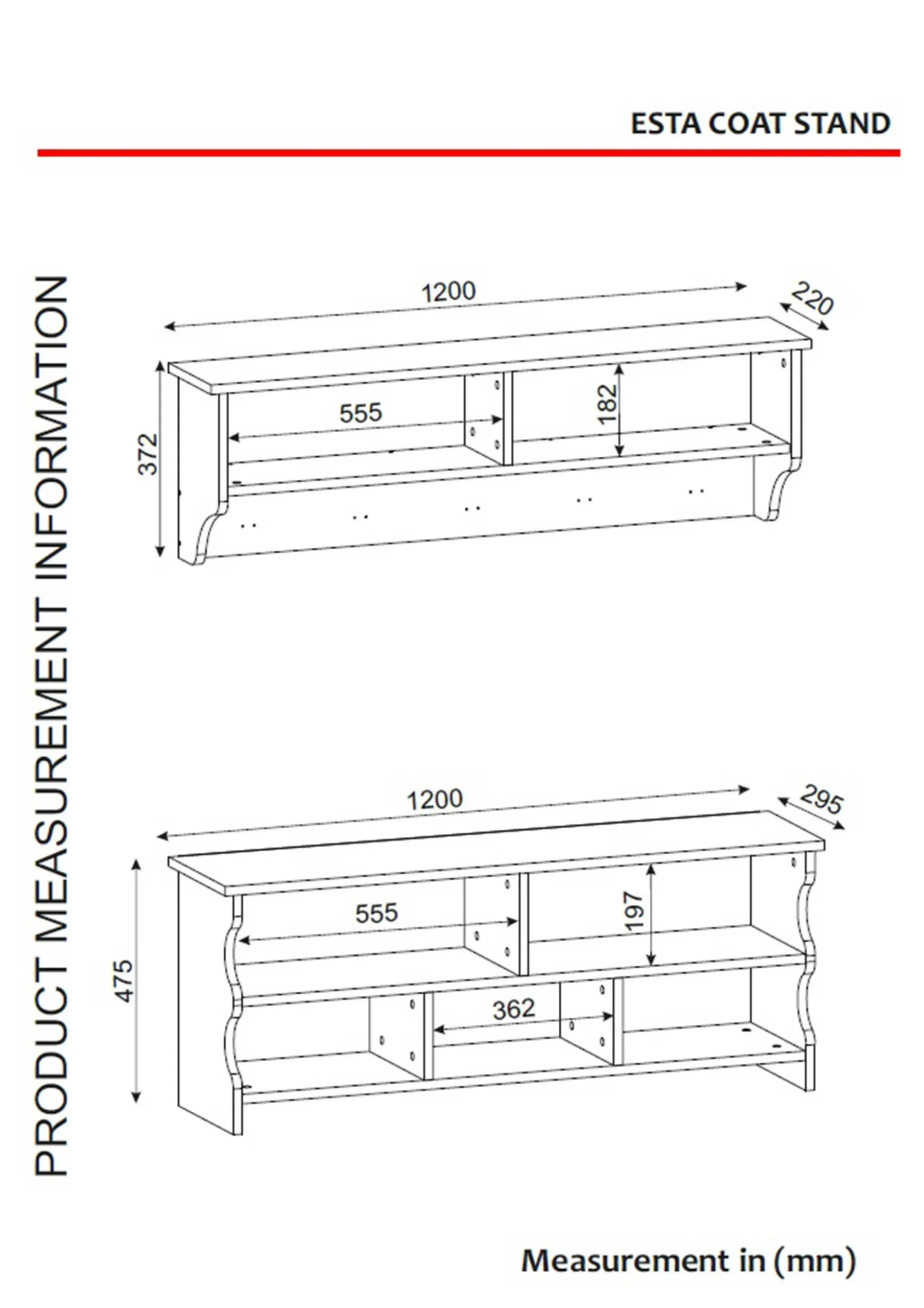 Wandgarderobe Esta - mit Schuhbank - Dekor Weiß/Walnuss