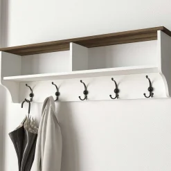 Wandgarderobe Esta - mit Schuhbank - Dekor Weiß/Walnuss