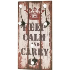 Wandgarderobe mit 3 schwarzen Metallhaken | 30 x 12 x 60 cm | Vintage Design