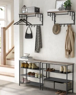 Wandgarderobe Rhodos | 66 x 30 x 27 cm | Graubeige Ausführung