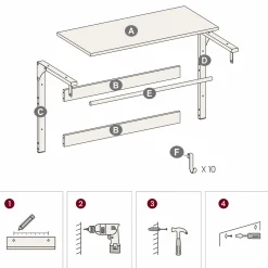 Wandgarderobe Rhodos | 65 x 30 x 42 cm | Rostbraunes Design