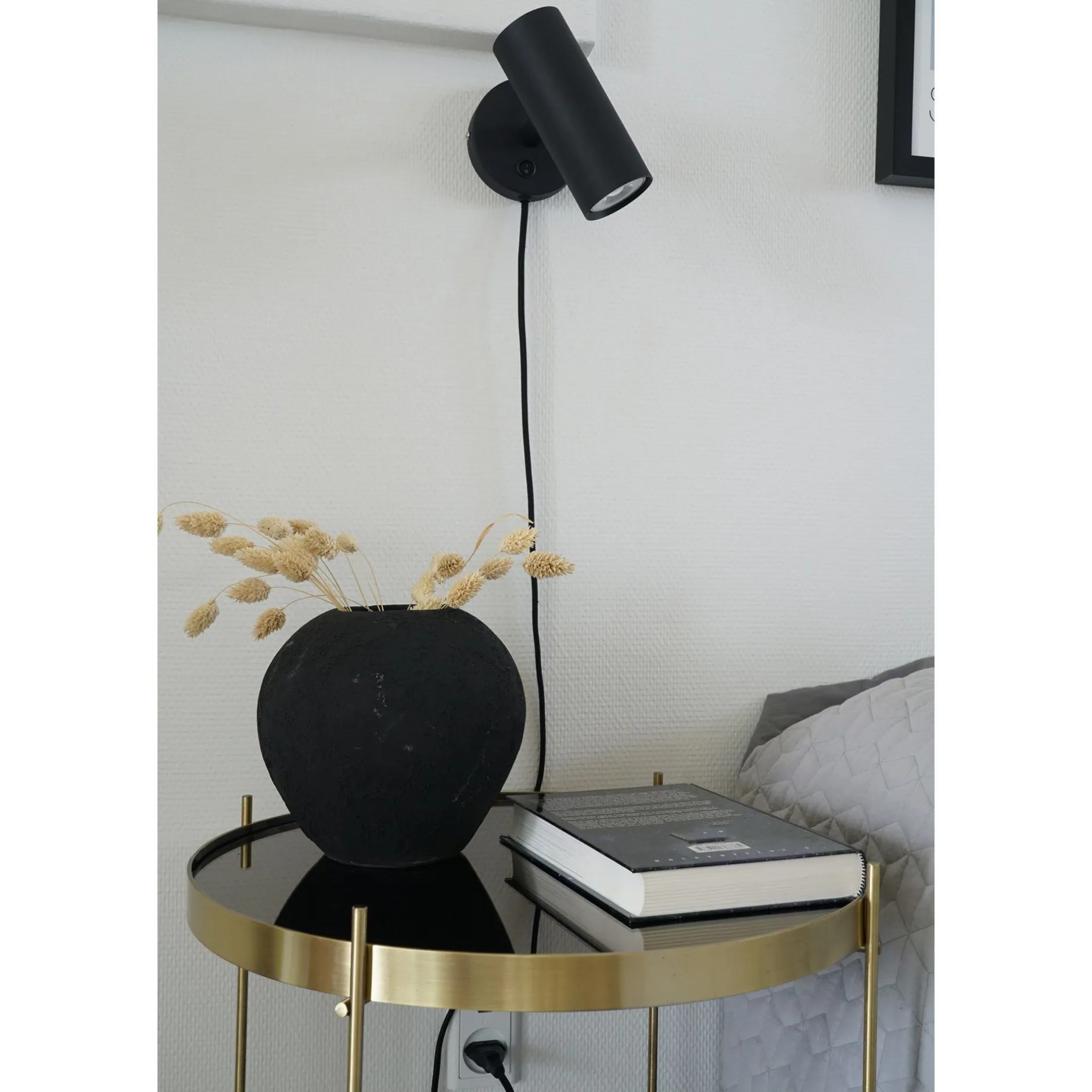 Wandleuchte Parisien | 15 x 10 x 22 cm | Schwarz / Metall - 190 cm Schnur