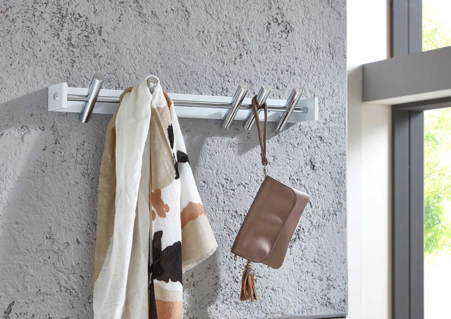 Wandpaneel mit 5 Haken | 60 x 10 x 10 cm | Metall