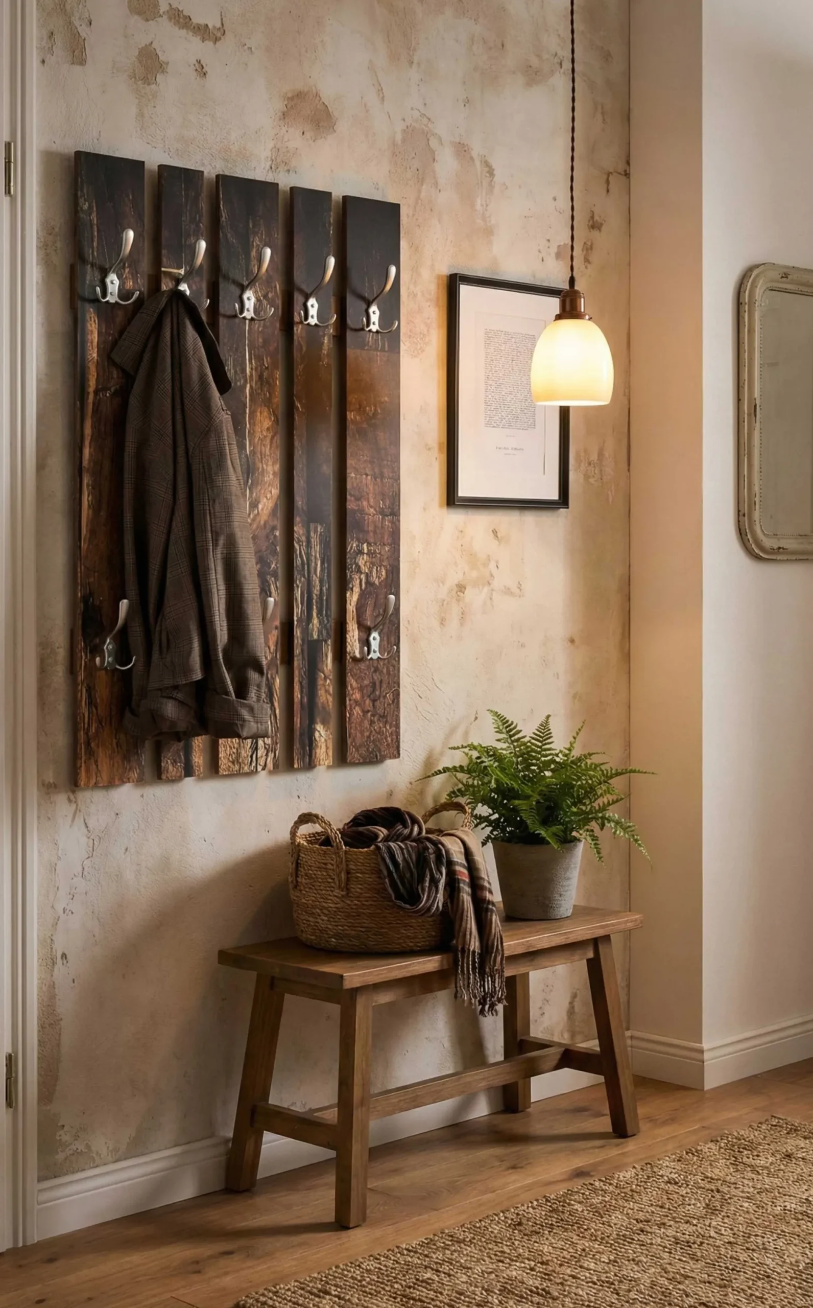 Wandpaneel mit 8 Haken | 65 x 9 x 100 cm | Parkettdesign