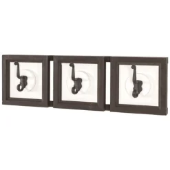 Wandpaneel mit 3 Kleiderhaken | 58 x 9 x 18 cm | Braun