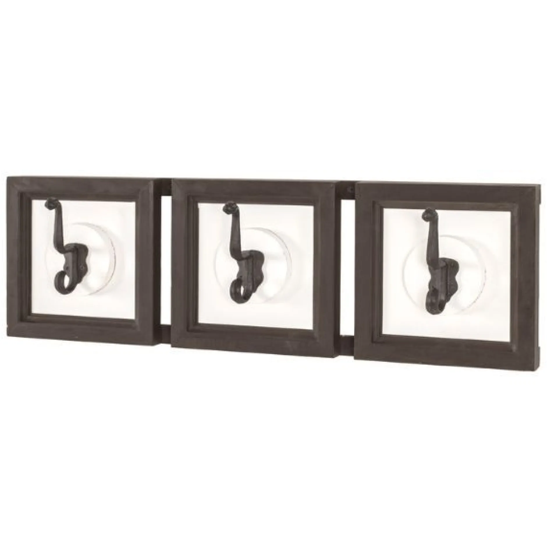 Wandpaneel mit 3 Kleiderhaken | 58 x 9 x 18 cm | Braun