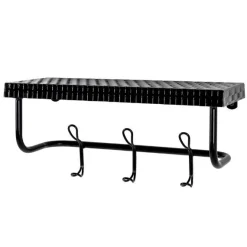 Wandregal mit 3 Haken und Ablagefläche | 42 x 16 x 19 cm | Schwarz