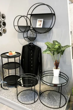 Wandregal-Set | 90 x 15 x 73 cm | Schwarz