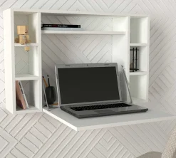Wandschreibtisch Este - 90x20x60cm - mit Ablagefläche - weiß