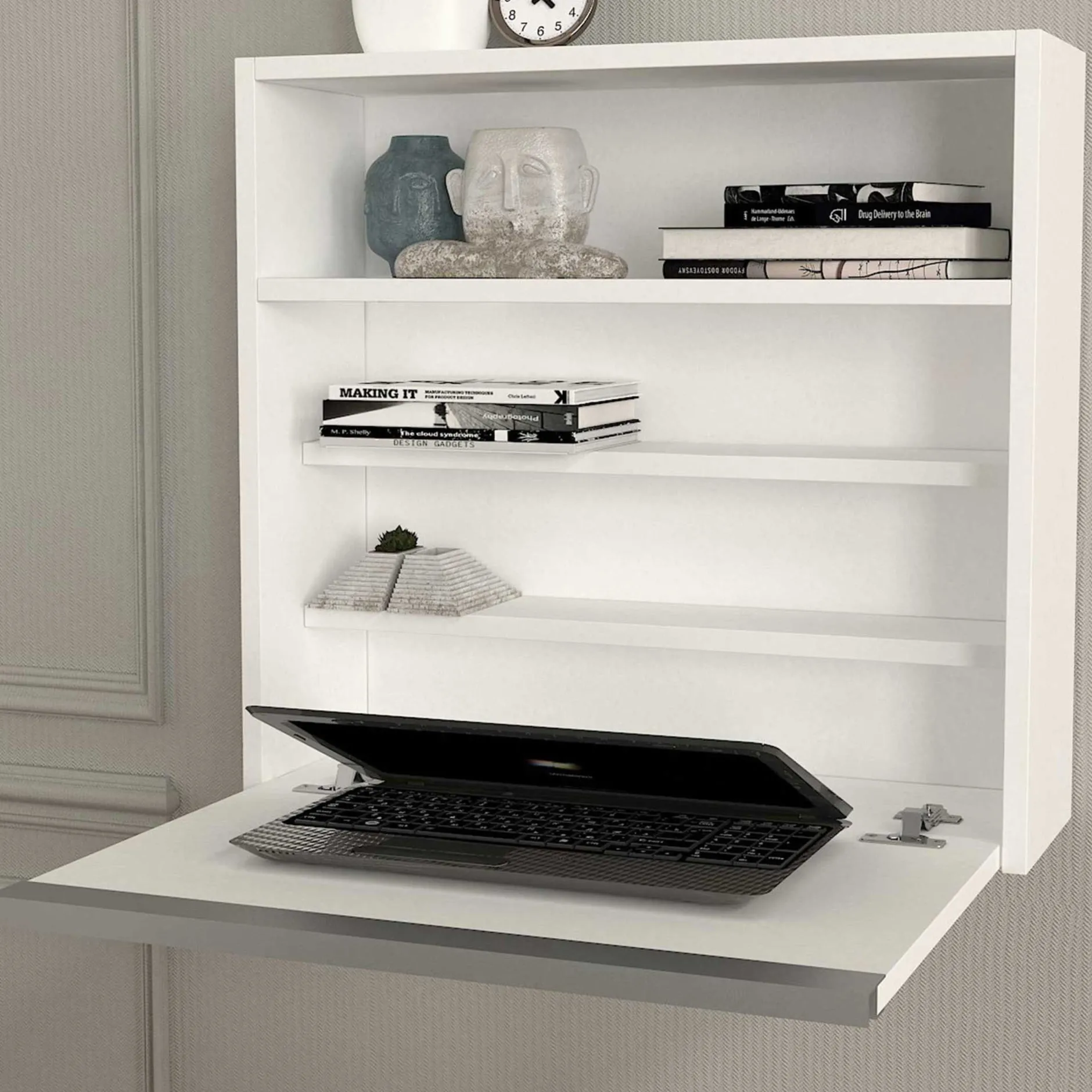 Wandschreibtisch Viola - 64x19x60cm - mit Ablagefläche - weiß
