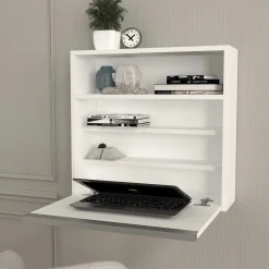 Wandschreibtisch Viola - 64x19x60cm - mit Ablagefläche - weiß