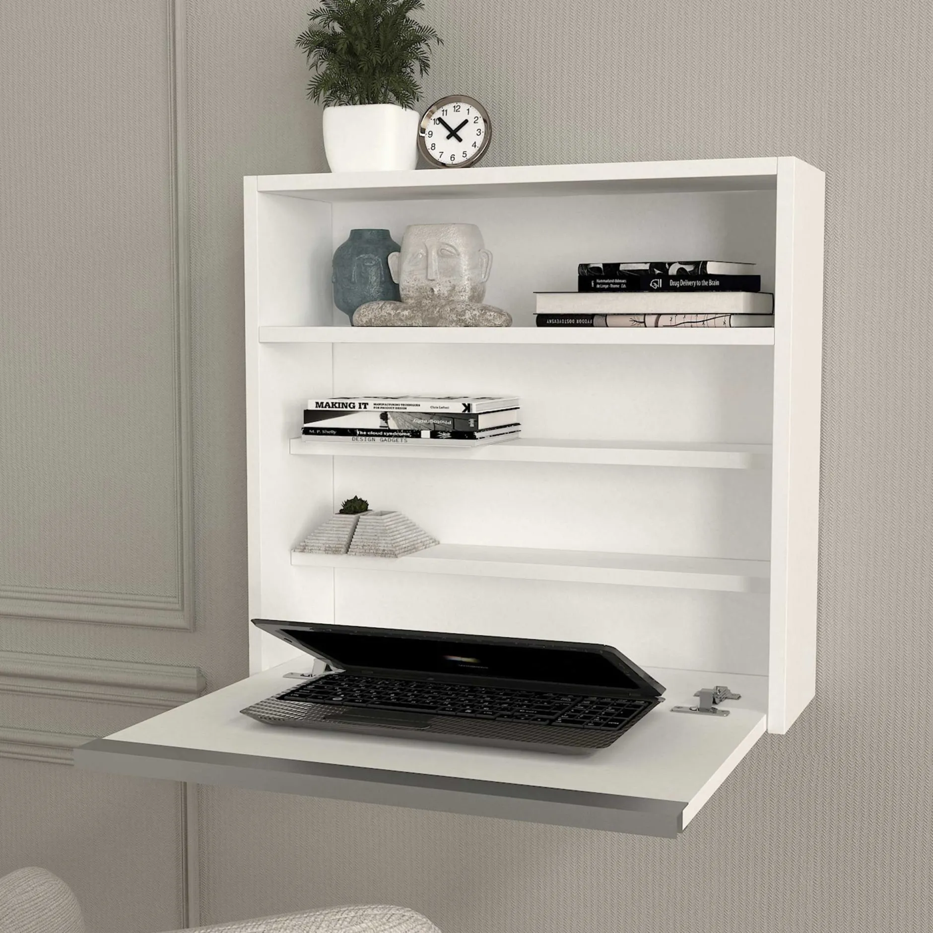 Wandschreibtisch Viola - 64x19x60cm - mit Ablagefläche - weiß