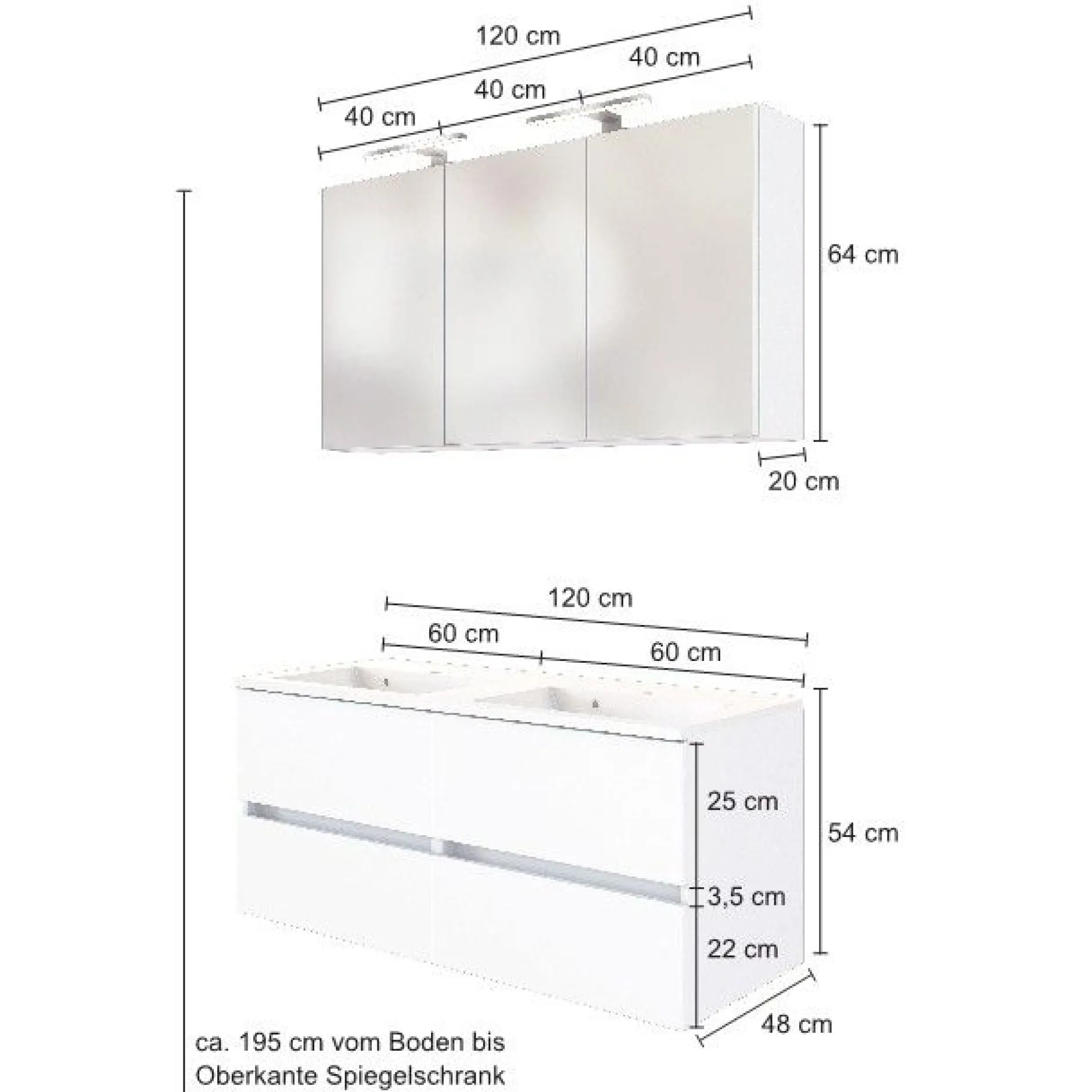 Waschbeckenmöbel-Set Brama 120cm - graphit/mattgrau