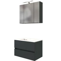 Waschbeckenmöbel-Set Brama 80cm - graphit/mattgrau