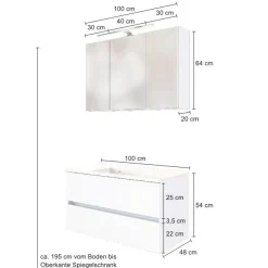 Waschbeckenmöbel-Set Brama 100cm - weiß
