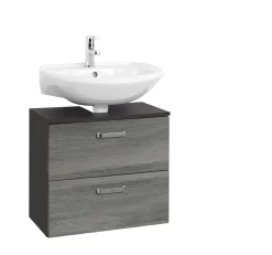 Waschbeckenschrank Bobbi 60cm 1 Tür und 1 Schublade - graphit/graue Eiche