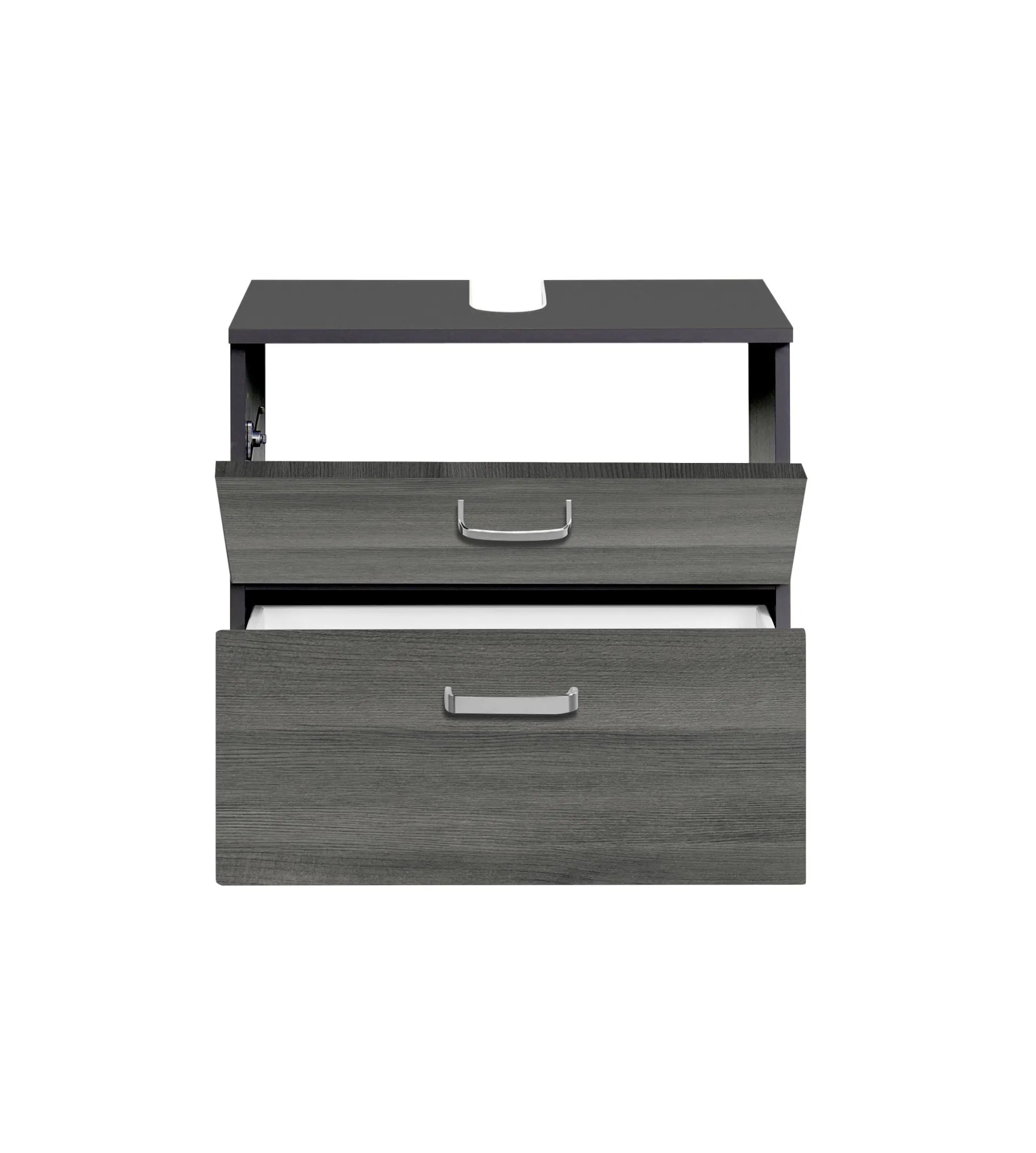 Waschbeckenschrank Bobbi 60cm 1 Tür und 1 Schublade - graphit/graue Eiche