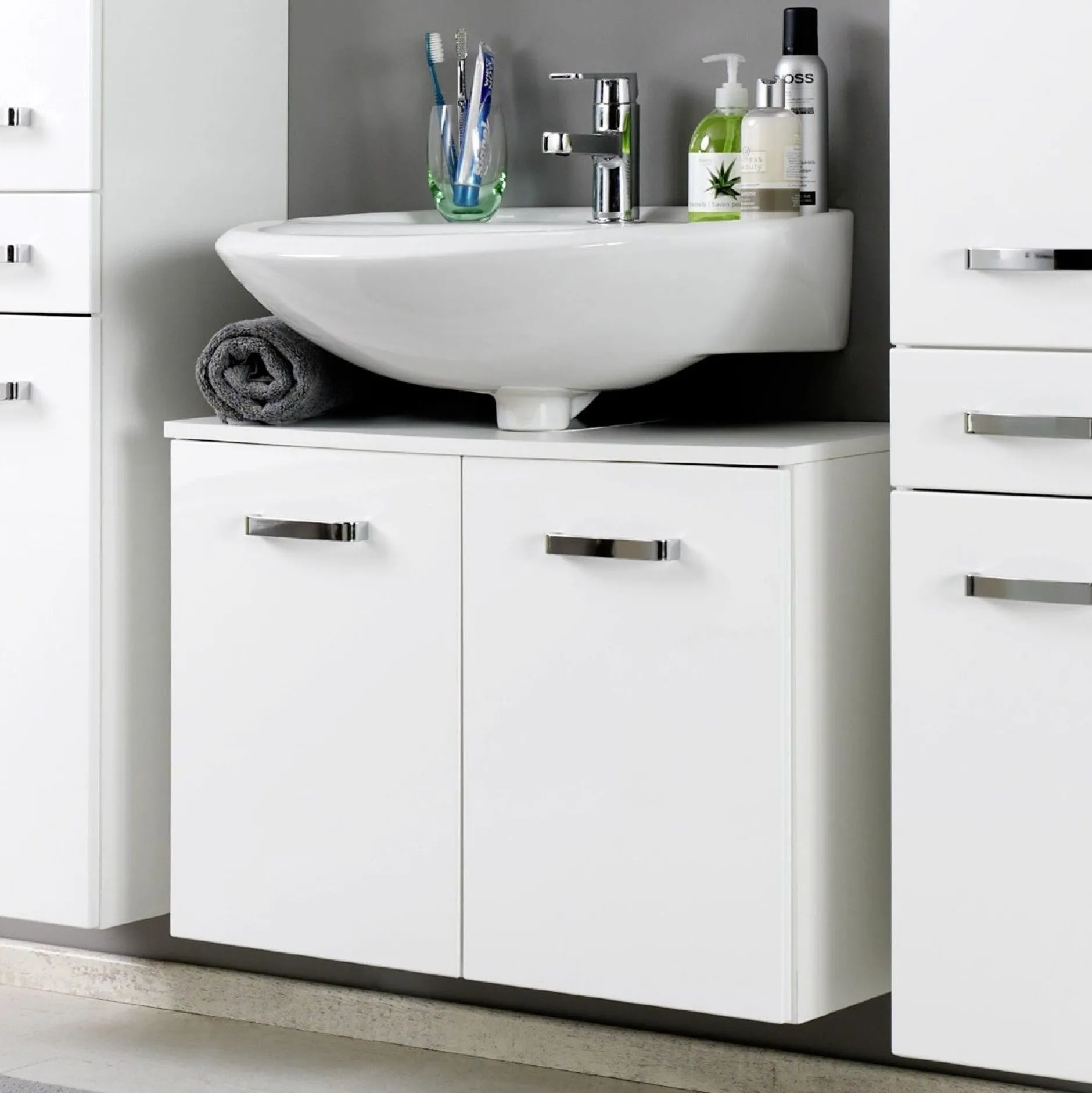 Waschbeckenschrank Bobbi 60cm 2 Türen - weiß