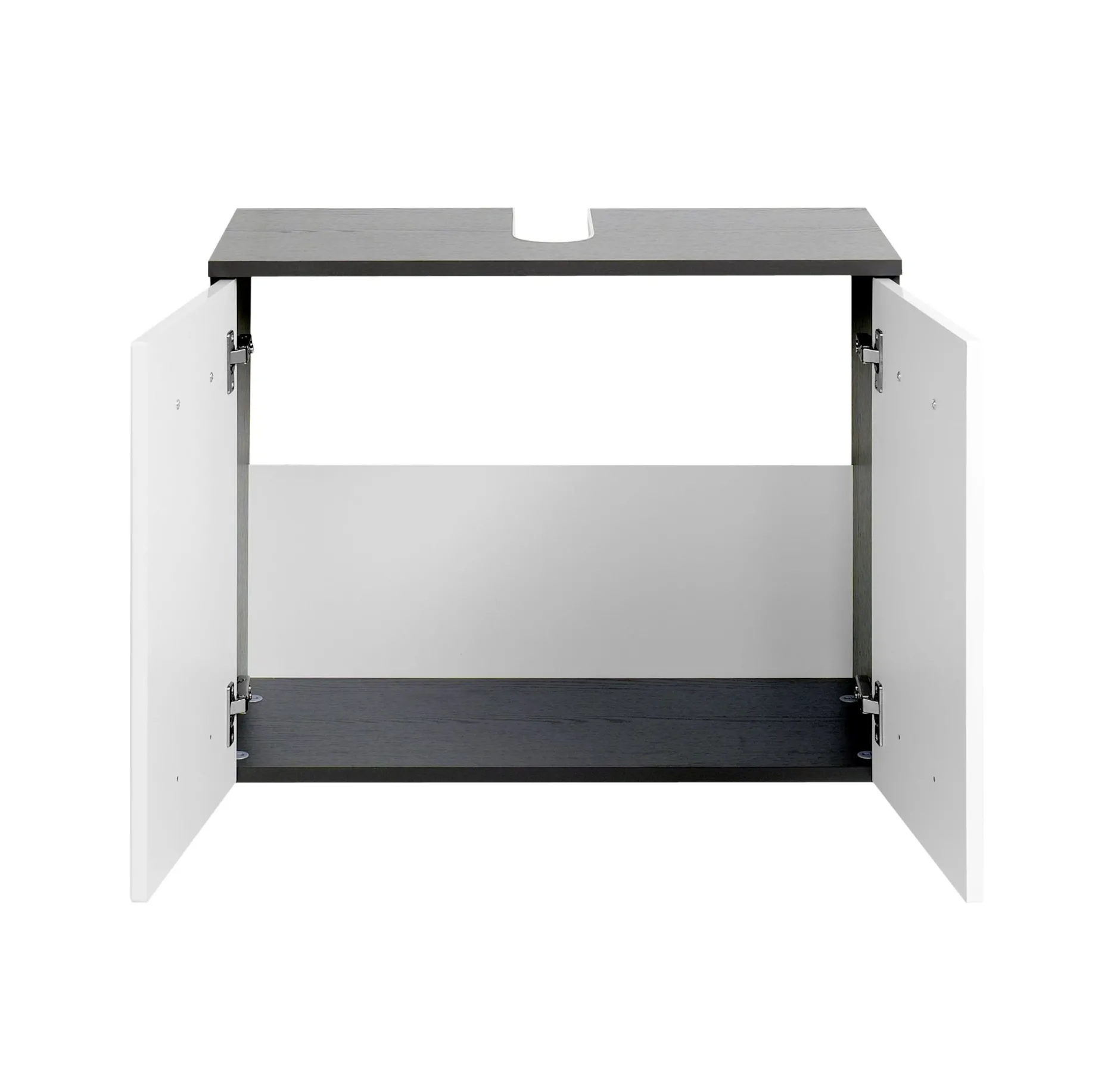 Waschbeckenschrank Bobbi 70cm 2-türig - graphit/hochglanz-weiß