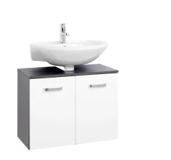 Waschbeckenschrank Bobbi 70cm 2-türig - graphit/hochglanz-weiß