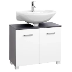 Waschbeckenschrank Bobbi 70cm 2-türig - graphit/hochglanz-weiß