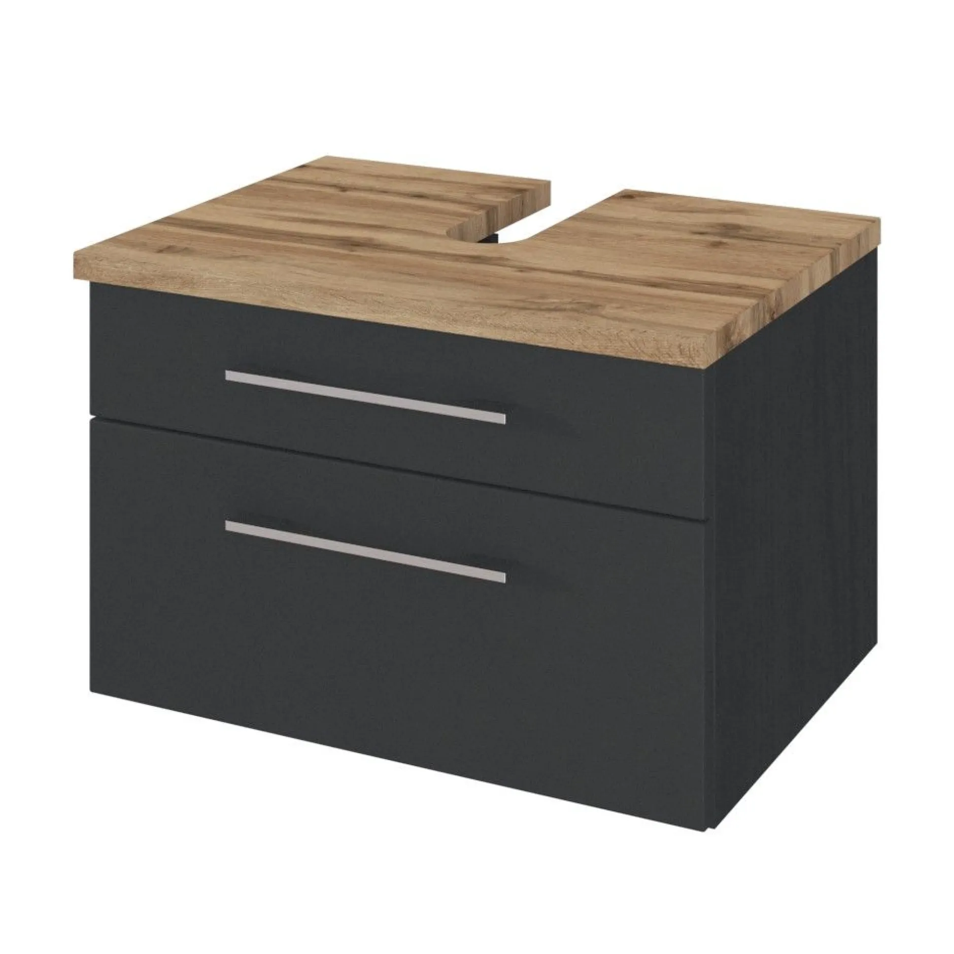 Waschbeckenschrank Dasa 60cm mit 2 Schubladen - graphit/mattgrau