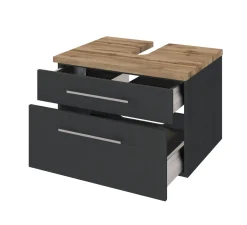 Waschbeckenschrank Dasa 60cm mit 2 Schubladen - graphit/mattgrau