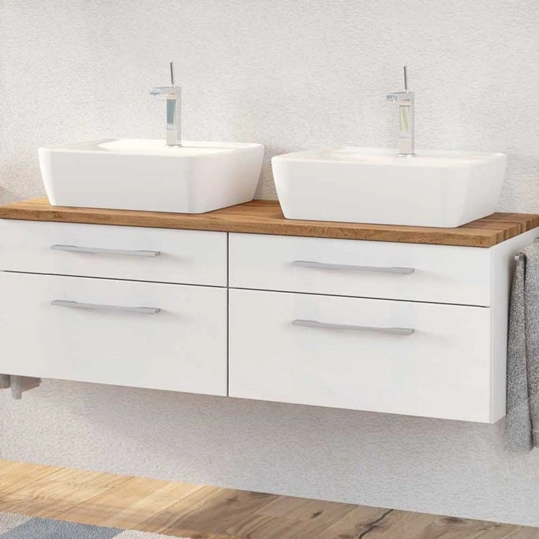 Waschbeckenschrank Dasa 120cm mit 4 Schubladen - weiß