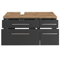 Waschbeckenschrank Dasa (links) 90cm mit 4 Schubladen - graphit/mattgrau