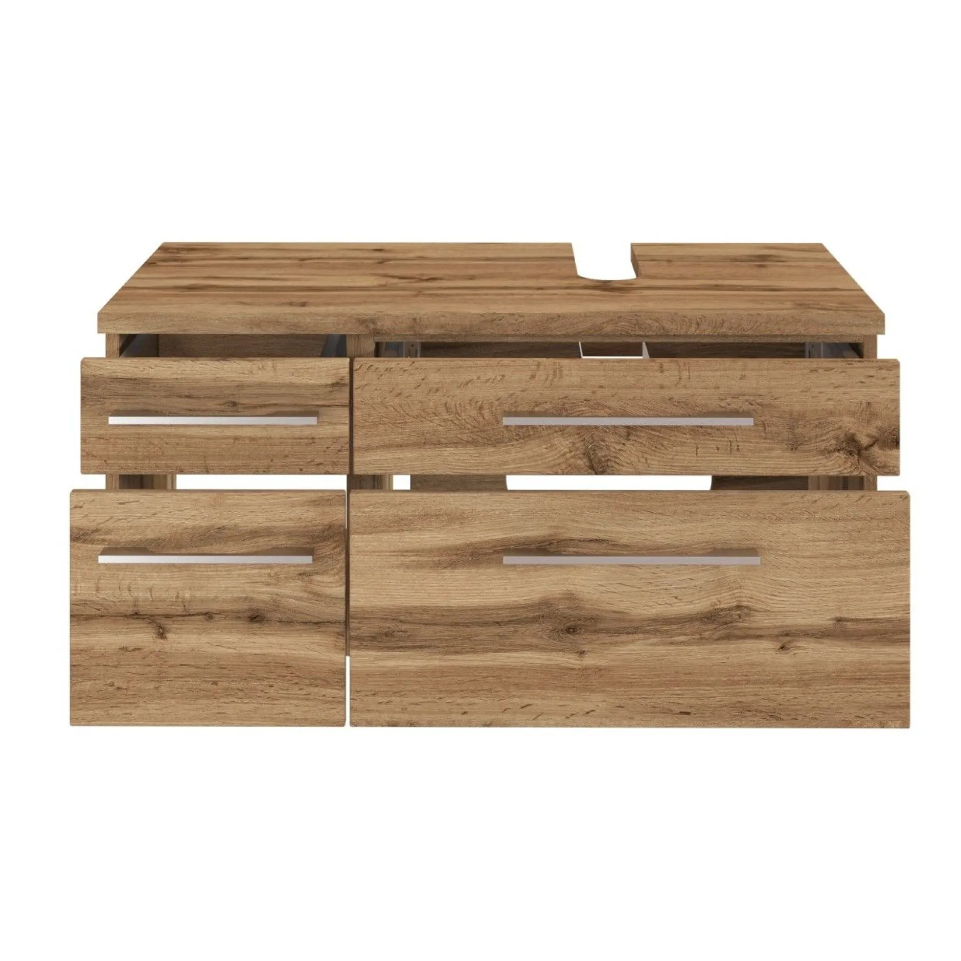 Waschbeckenschrank Dasa (rechts) 90cm mit 4 Schubladen - Eiche wotan