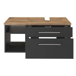 Waschbeckenschrank Dasa (rechts) 90cm mit 2 Schubladen - graphit/mattgrau