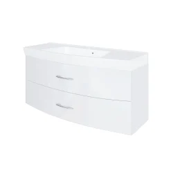 Waschbeckenschrank Florent gebogen 120cm 2 Schubladen - weiß